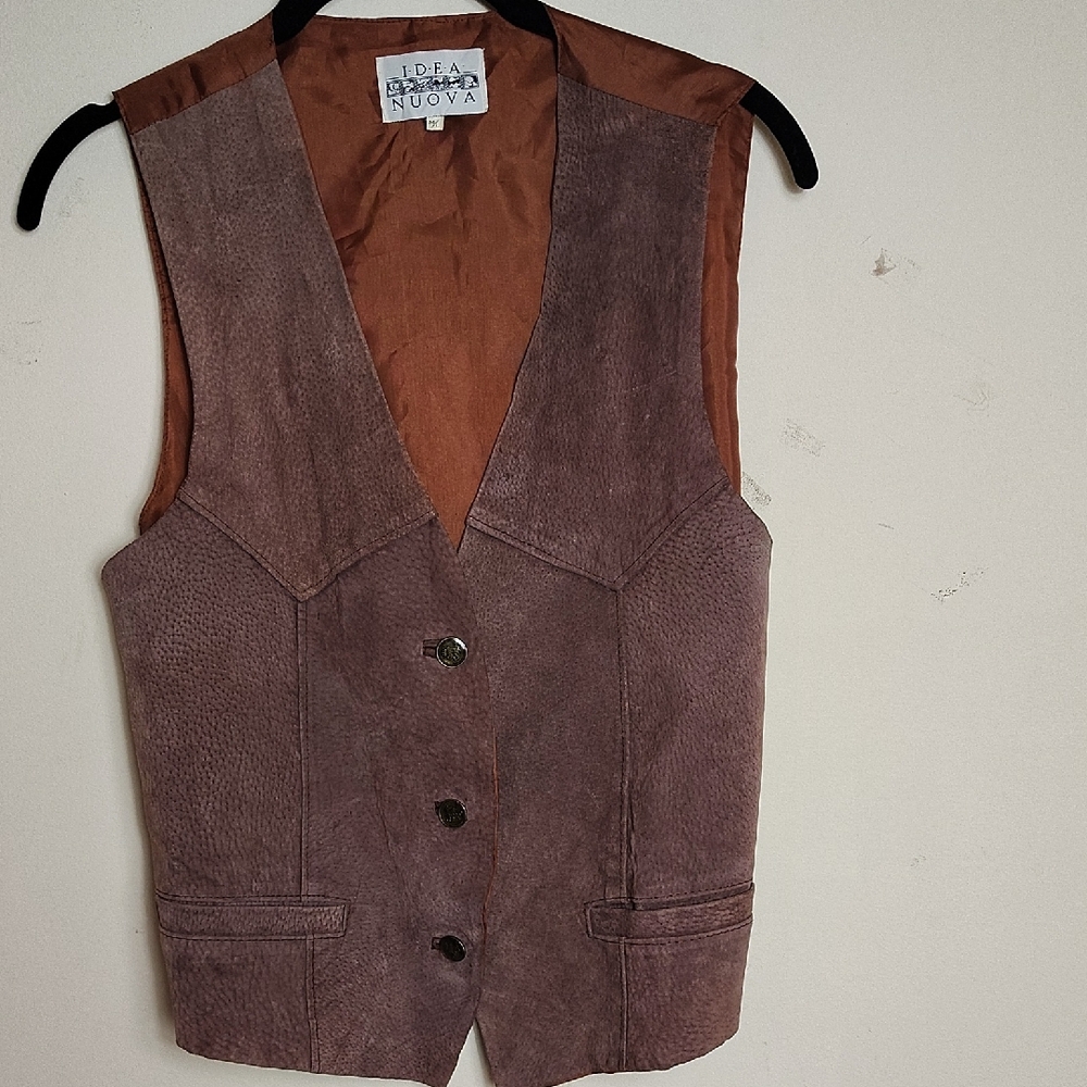 Brown Corduroy Vest with V-Neck and Adjustable Strap